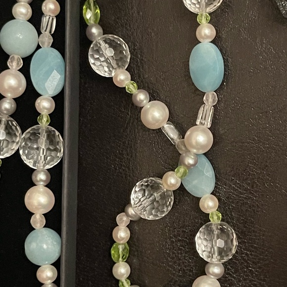 👛 Akoya Cultured Pearl & various stones 33” Necklace - Picture 10 of 16